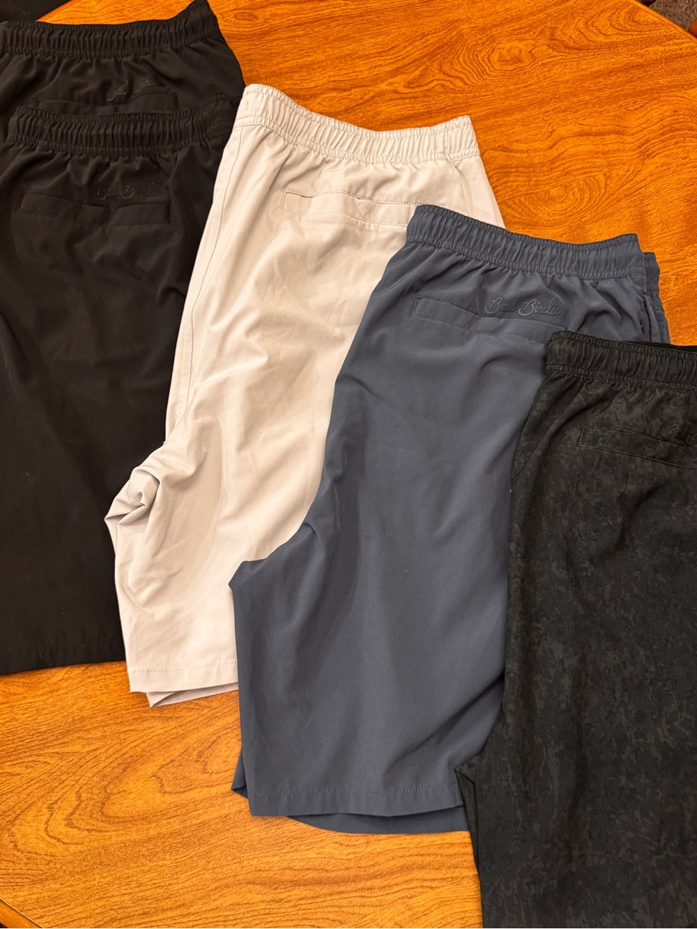 5 Bad Birdie Men's Athletic Shorts - Black, Light Gray, Navy, Charcoal Pattern